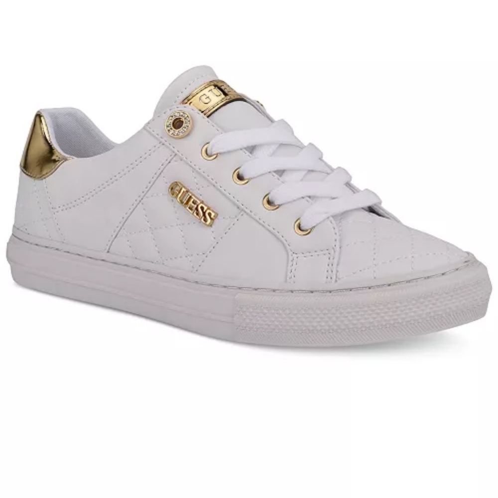 Guess White Sneakers with Gold Details